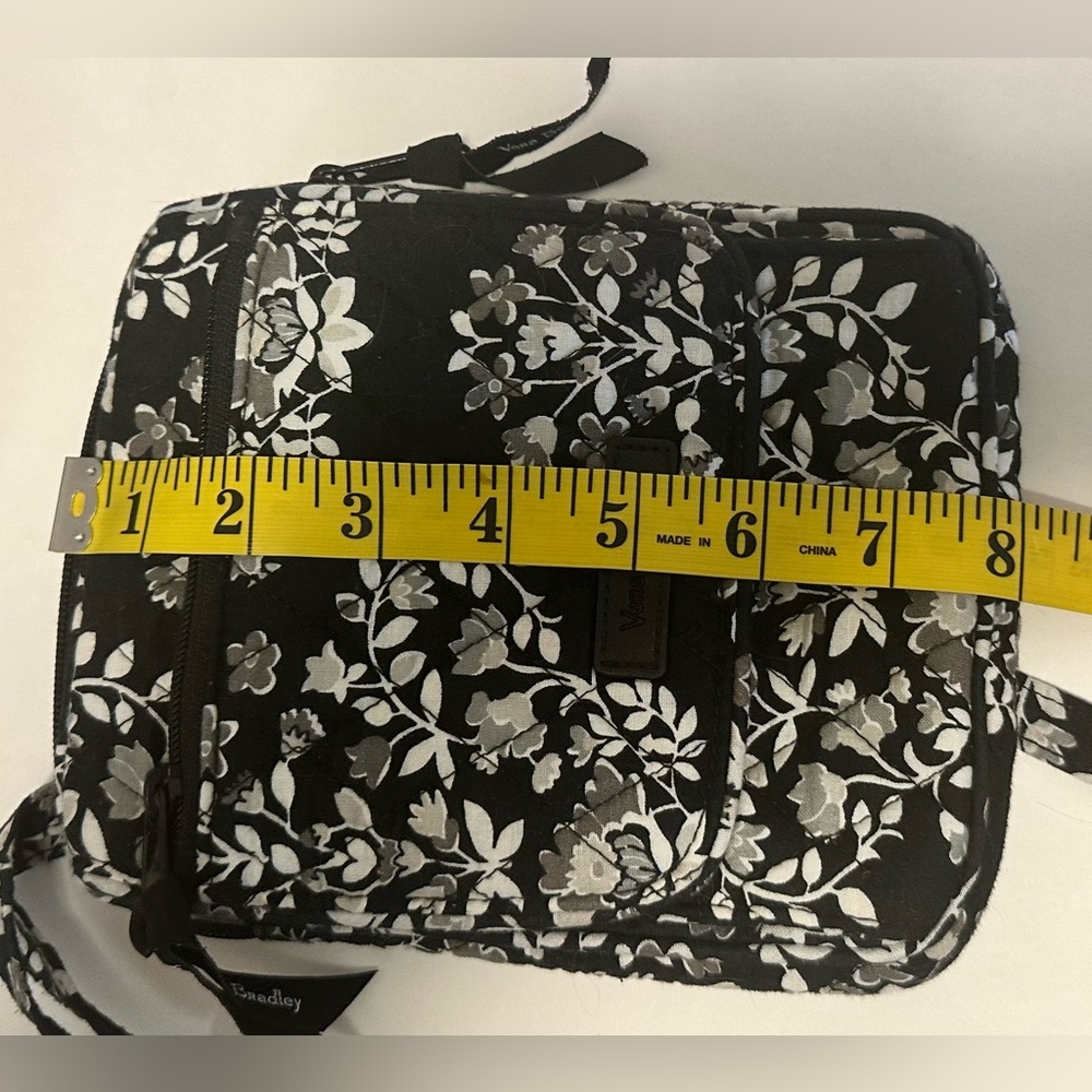 Vera Bradley MINI HIPSTER Floral Shoulder Crossbody Bag Black/Gray‎ EUC - Picture 8 of 9